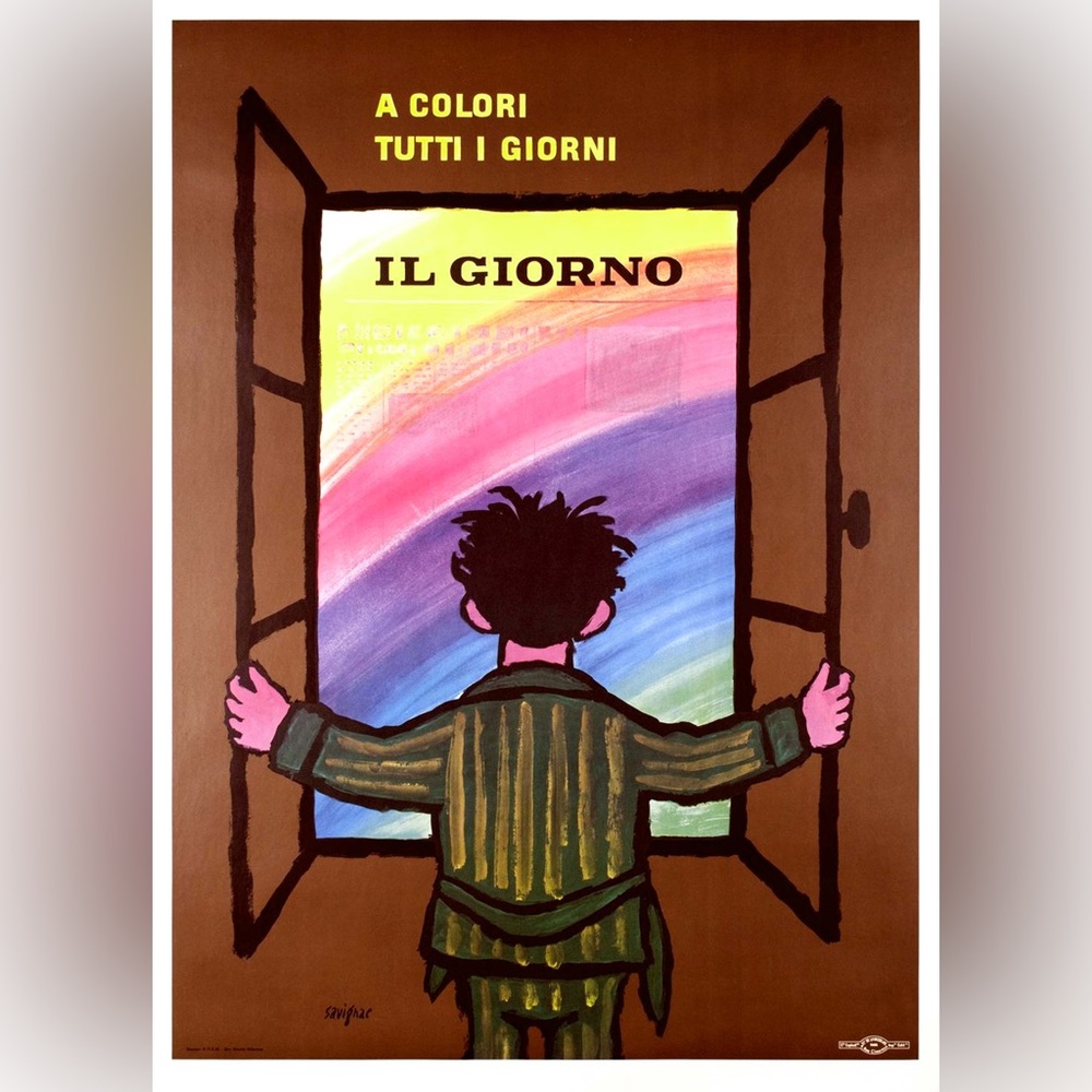 Framed Raymond Savignac 1956 Il Giorno Vintage Italian Advertising Poster